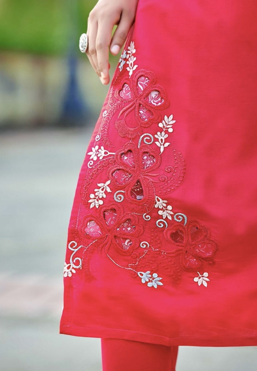 Red Colour Cotton Kurtha Set